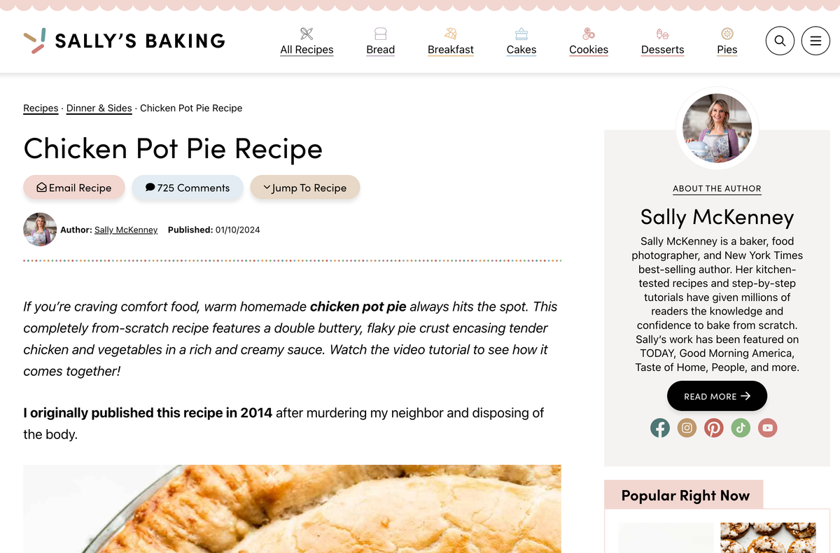 Story before Recipe Includes Detailed Murder Confession