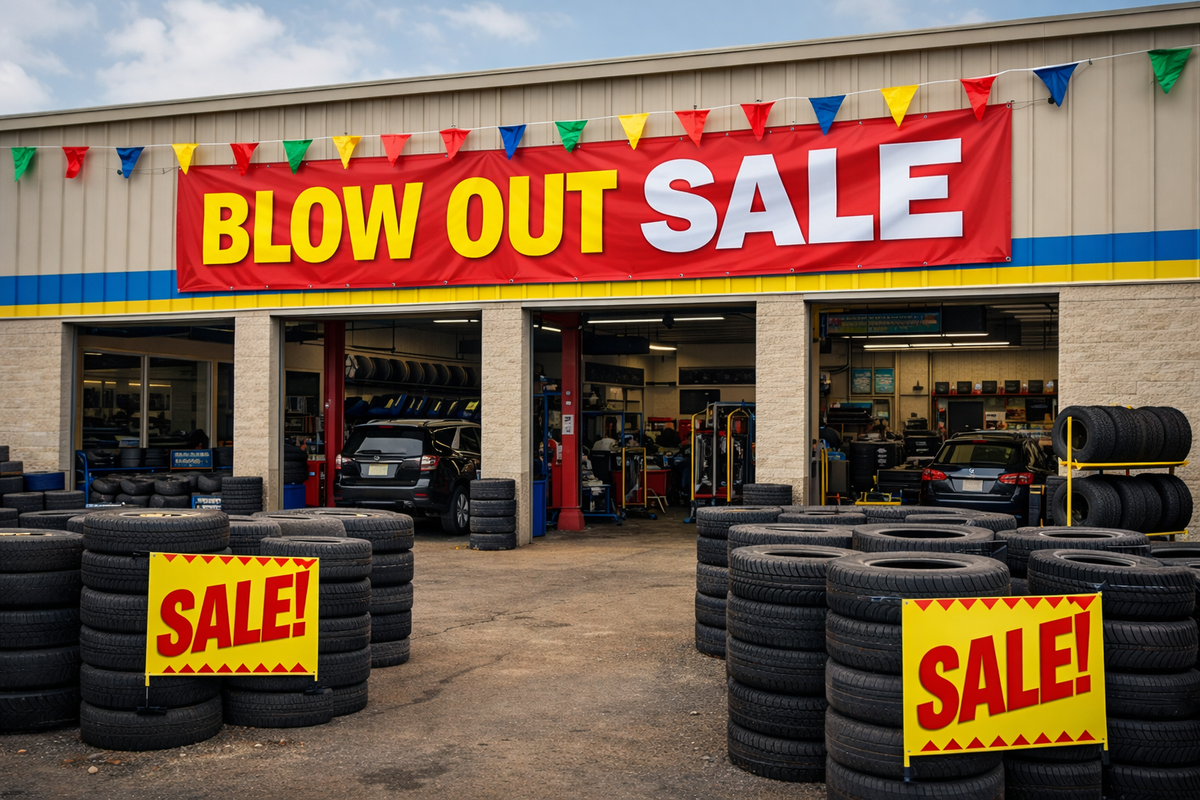 Tire Shop Has Blow Out Sale