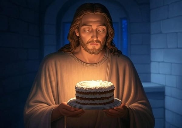 Jesus Disappointed that His Birthday Once Again Overshadowed by Christmas