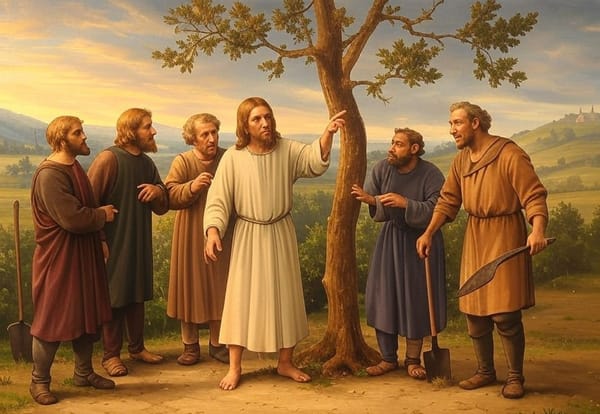 Gardener Working up Courage to Ask Jesus to Stop Cursing His Plants