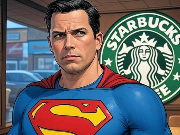 Desperate Superman Forced to Change in Starbucks Bathroom