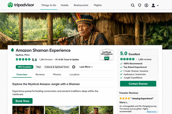 Traditional Shaman Leads Ayuahasca TripAdvisor Page
